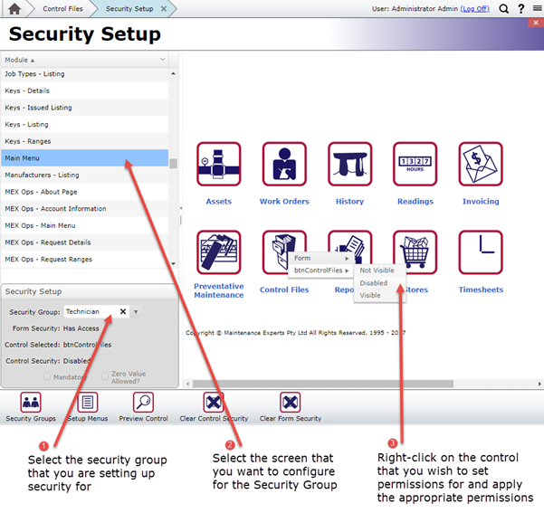 Control Files Security Settings