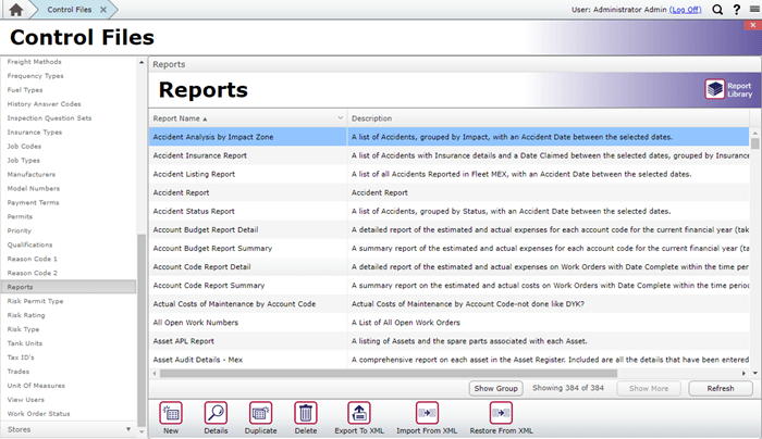 MEX Report Listing