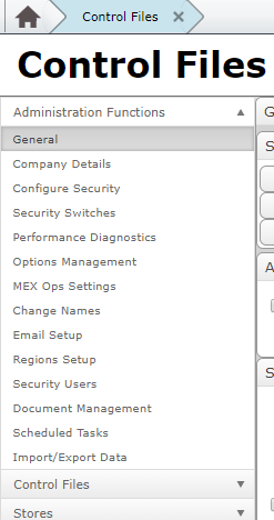 MEX Control Files