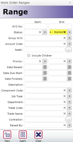 MEX Work Order Range