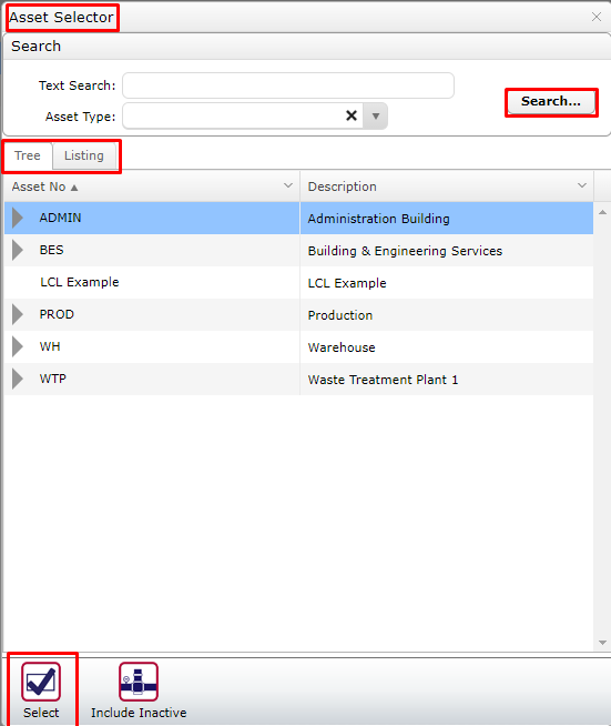 Asset Selector