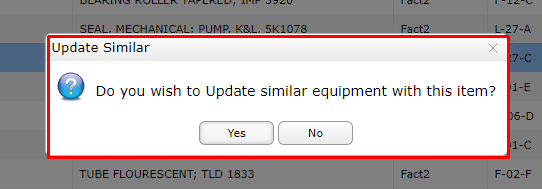 Update Similar Equipment