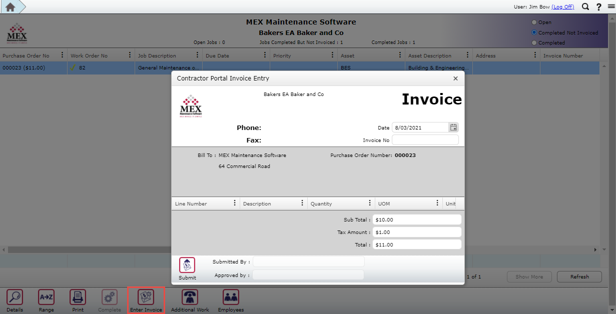 Contractor Portal Invoicing