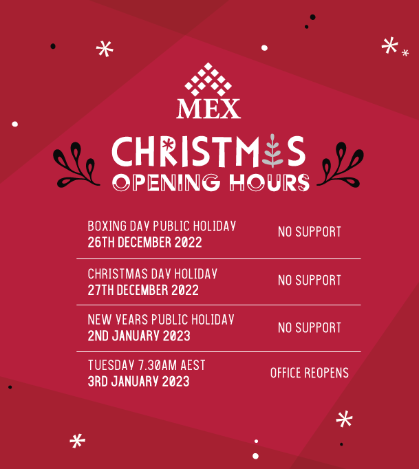 MEX Festive Season Shutdown Period 2022