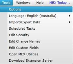 Tools Options MEX