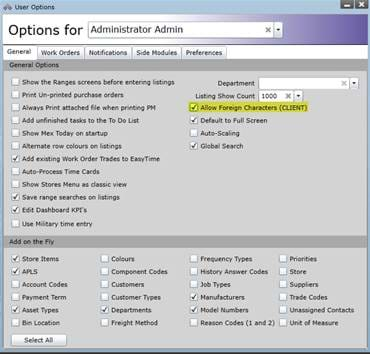 User Options MEX