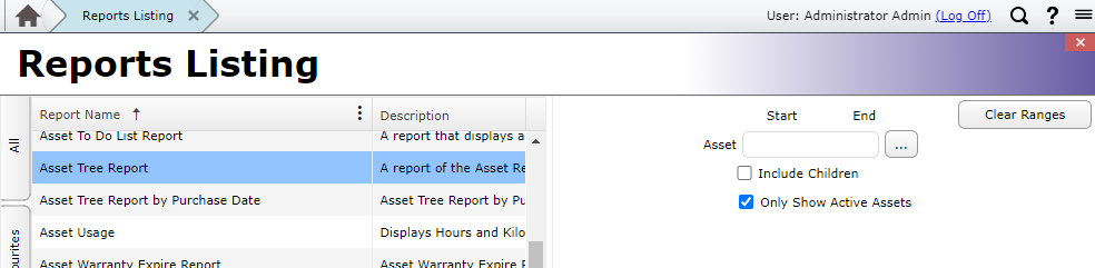 Asset Tree Report