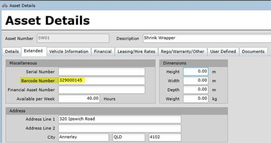 Barcode Field In Asset Details