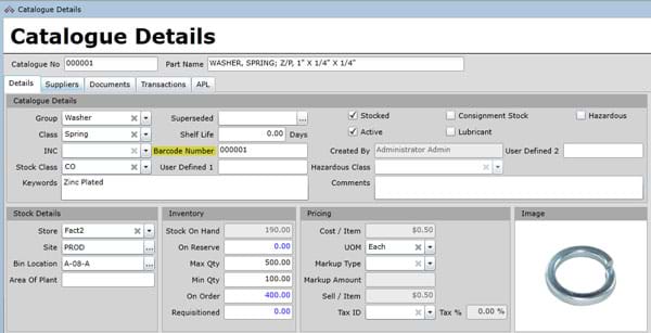 Catalogue Details Form in MEX