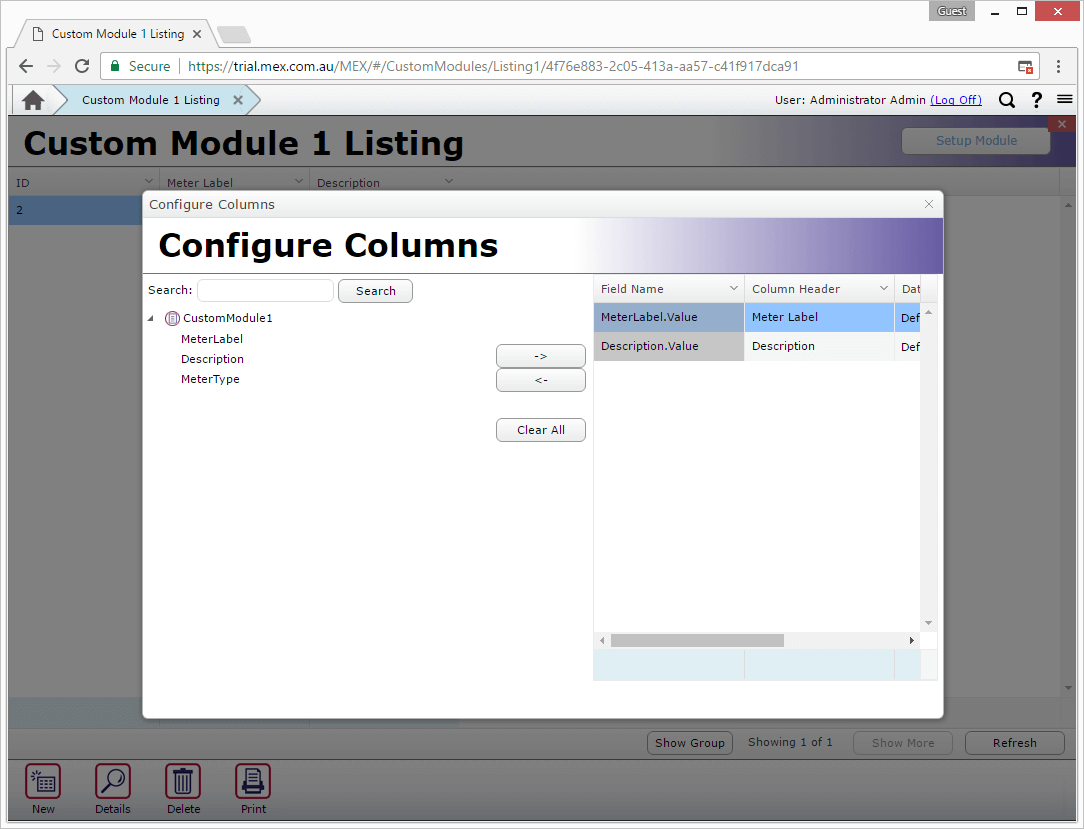 Adding Columns to the Listing