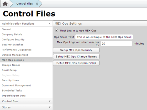 Control Files MEX Ops