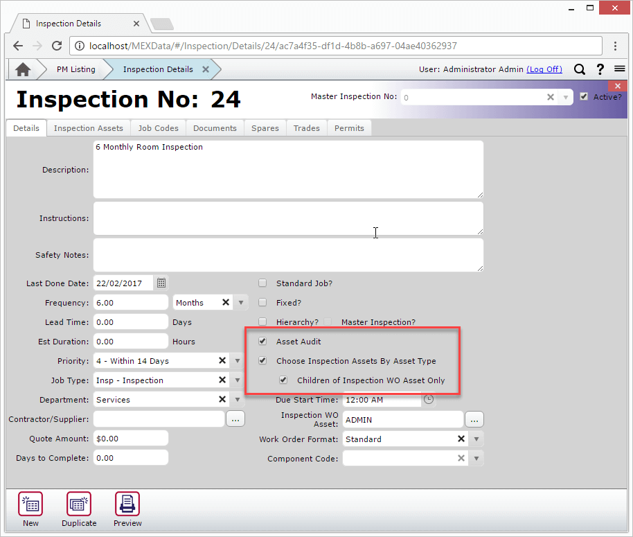 Audit Inspection Form