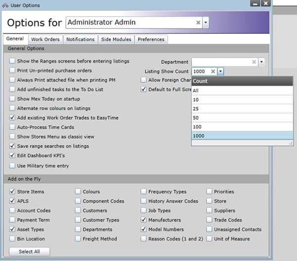 Listing SHow Count Options