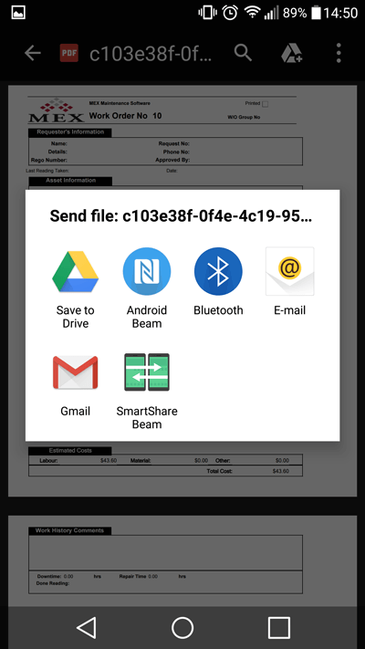 Sending the PDF file on an Android 2