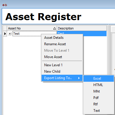 Export Asset Register
