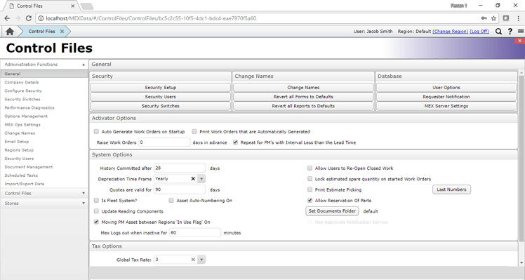 MEX Control Files