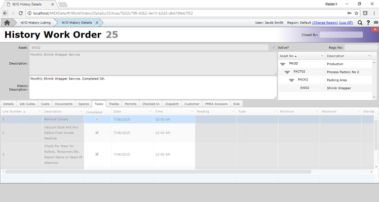 MEX History Work Order