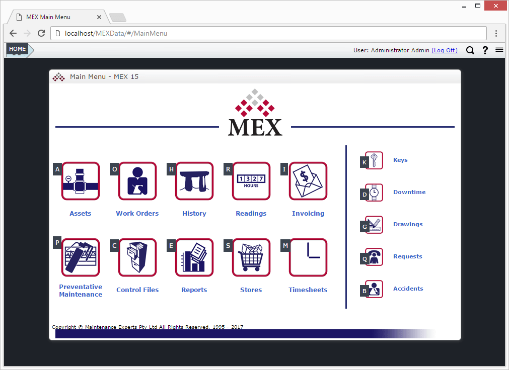 MEX Main Menu Hot Keys Example