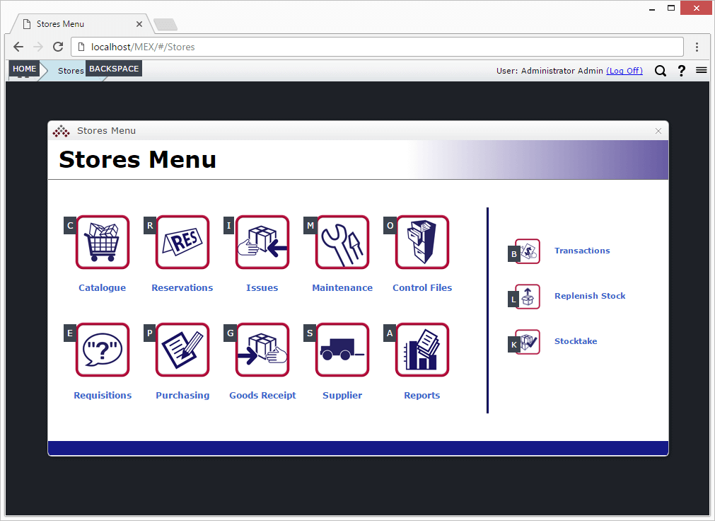 MEX Stores Menu Hot Keys Example