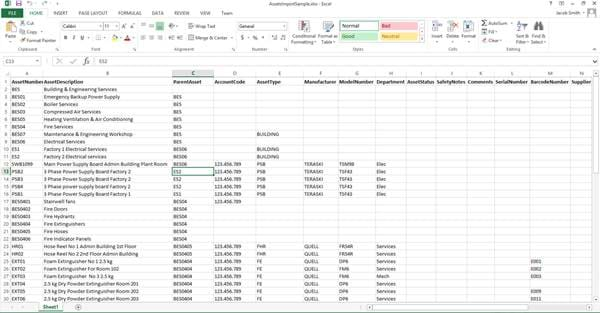 Excel Import Template MEX V15