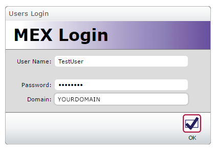 MEX Login Screen with Domain Required