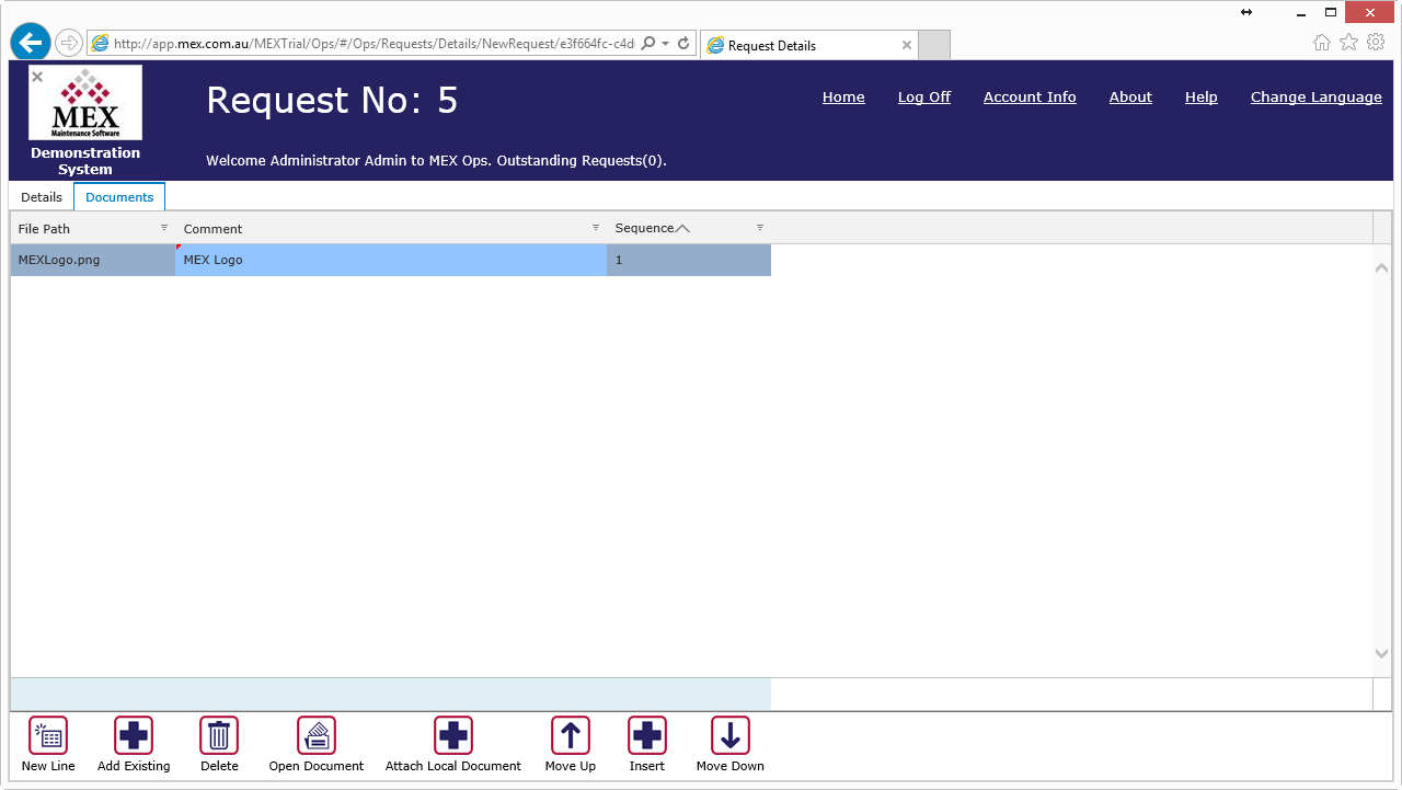 MEX Ops Documents tab