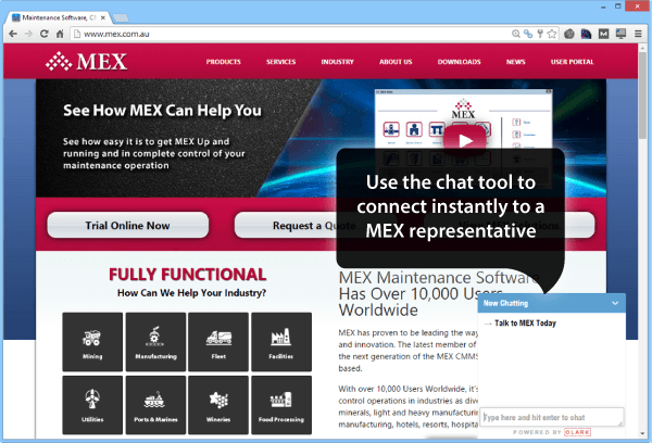 MEX Webiste Chat Tool