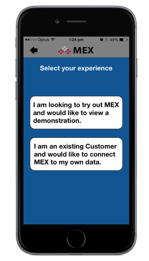 MEX iOS app Start Up Options