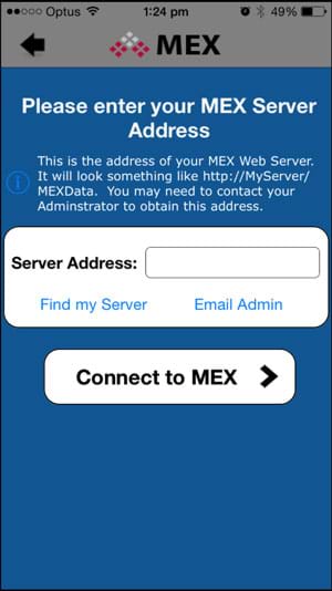Enter Server Address in MEX