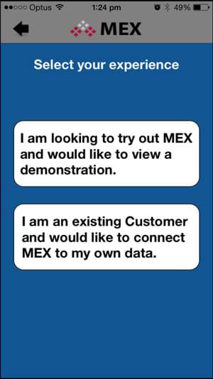 Select Experience in MEX iOS App