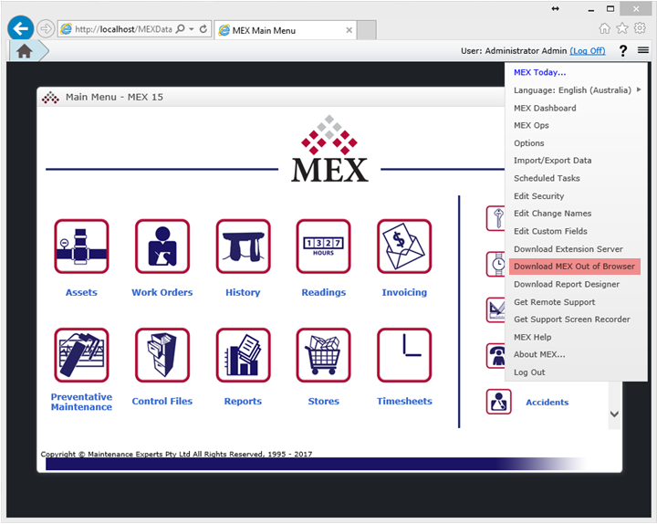 Open MEX Out of Browser