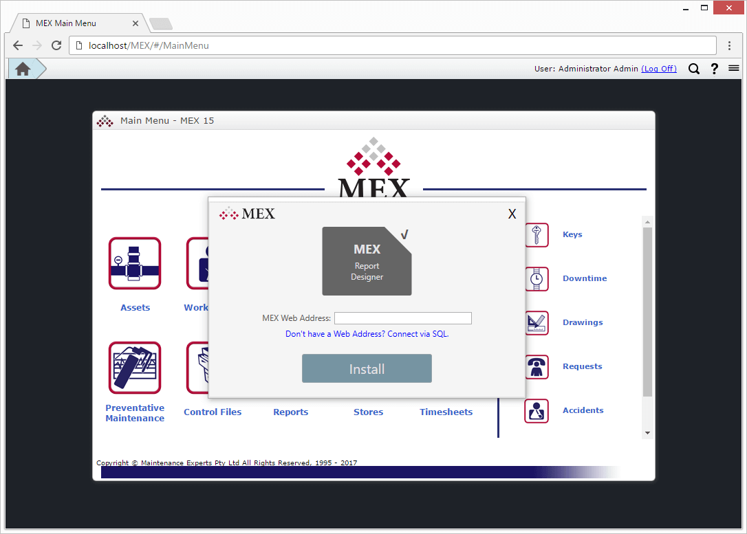MEX Report Designer Downloading Progress