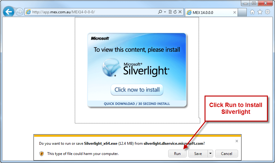 MEX Installing Silverlight 2