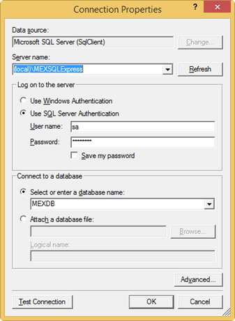 MEX SQL Settings