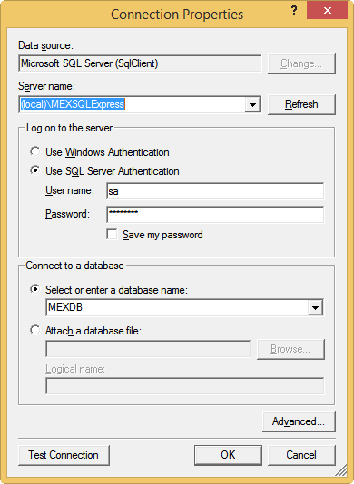 V15 SQL Connection Details