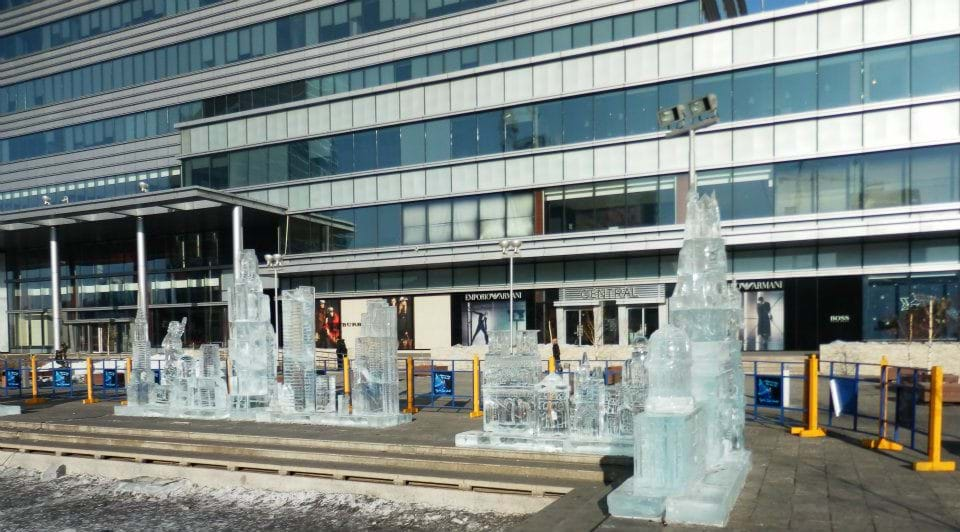 Ice sculptures outside Central