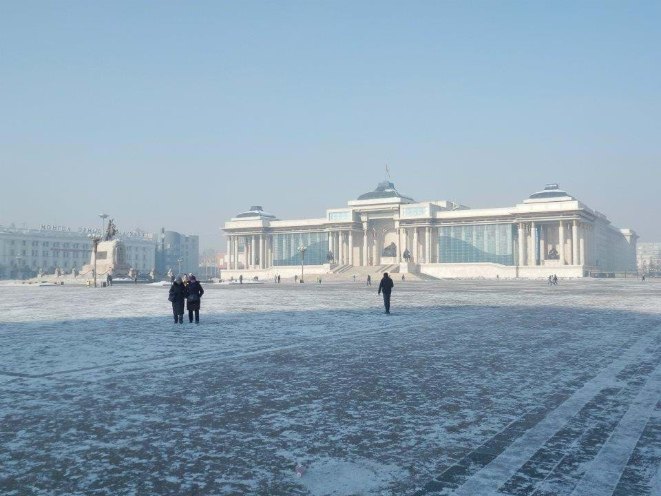 Looking across Suhkbaatar Square