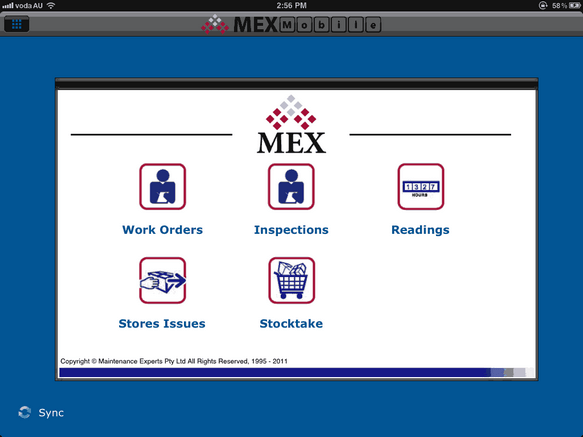 The MEX Mobile Main Menu