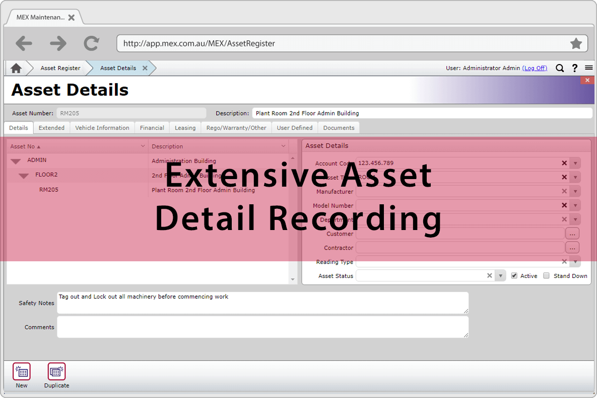 MEX Asset Register Extensive